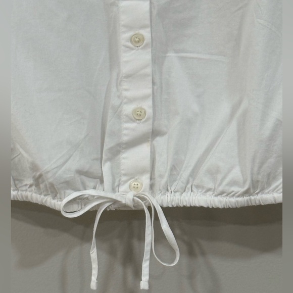 J. Crew White Short Puff Sleeve Button Down Tie Waist Top XS NWT - Picture 5 of 7